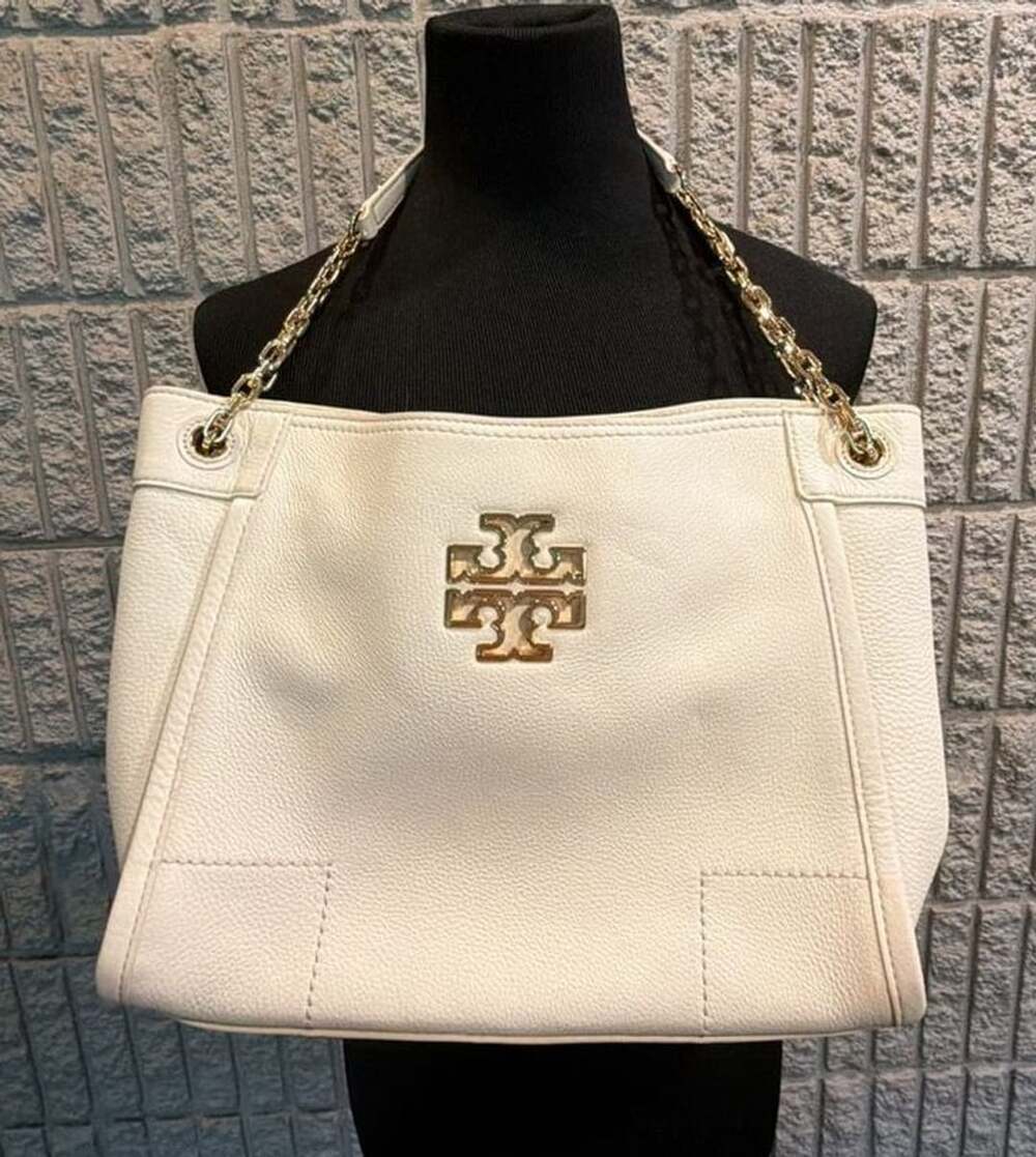 Tory Burch Britten Slouchy Tote White Leather